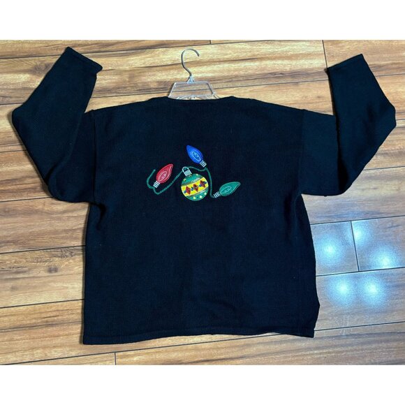 Vintage Women's Christmas Cardigan Sweater 3D Embroidered Button-Up Size M Ramie - Picture 8 of 10